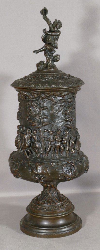 Vase Couvert En Bronze Dédié Aux Plaisirs De La Vie, Bacchus, Coupe à Vin, XIX ème