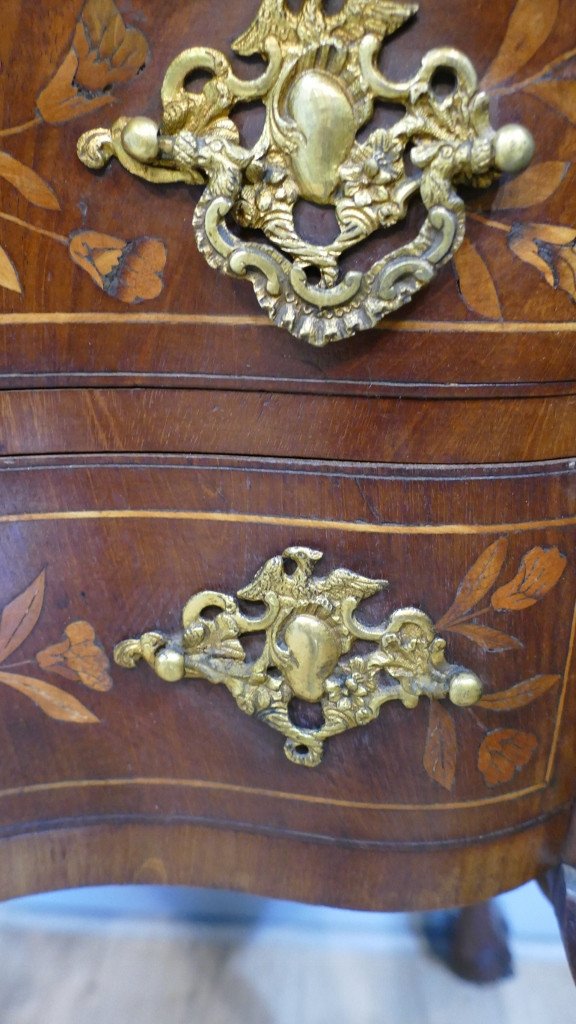 Jumping Commode Forming Console In Holland Marquetry, Late 18th Century Period-photo-5