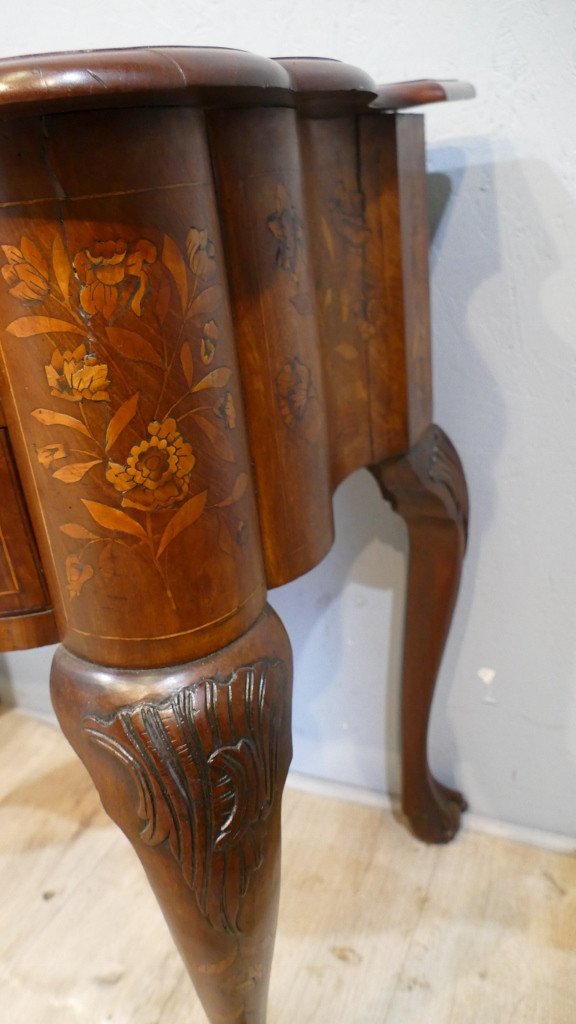 Jumping Commode Forming Console In Holland Marquetry, Late 18th Century Period-photo-7