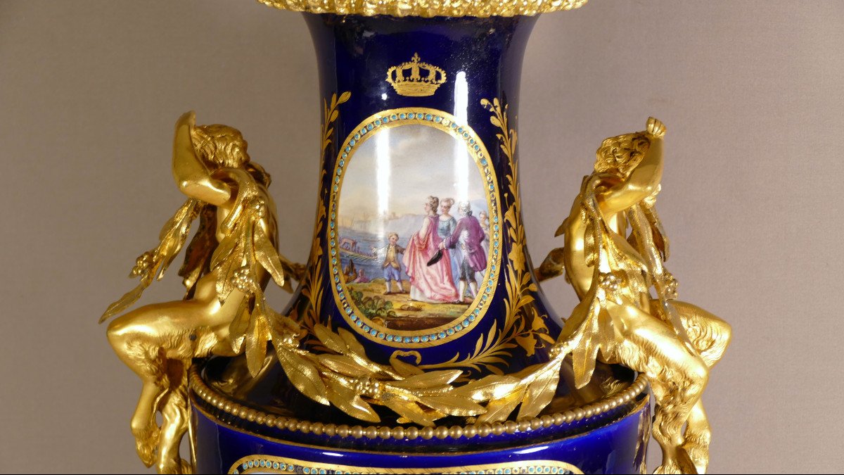 Large Ceremonial Vase In Sèvres Porcelain And Gilt Bronze? Vienna? Museum Quality, 19th Century-photo-4