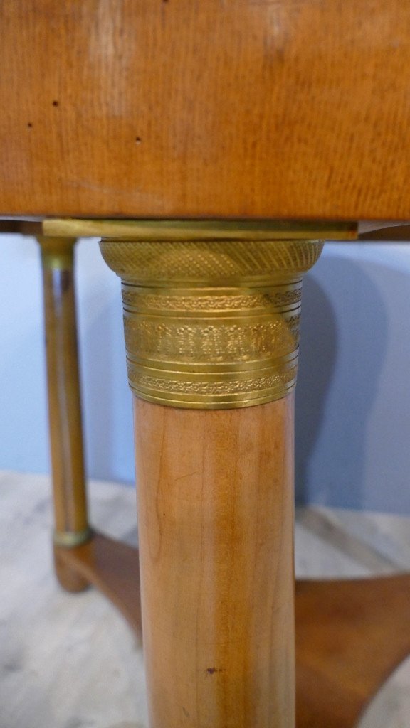 Empire Period Pedestal Table In Cherry Wood And Marble Top, Early 19th Century-photo-5