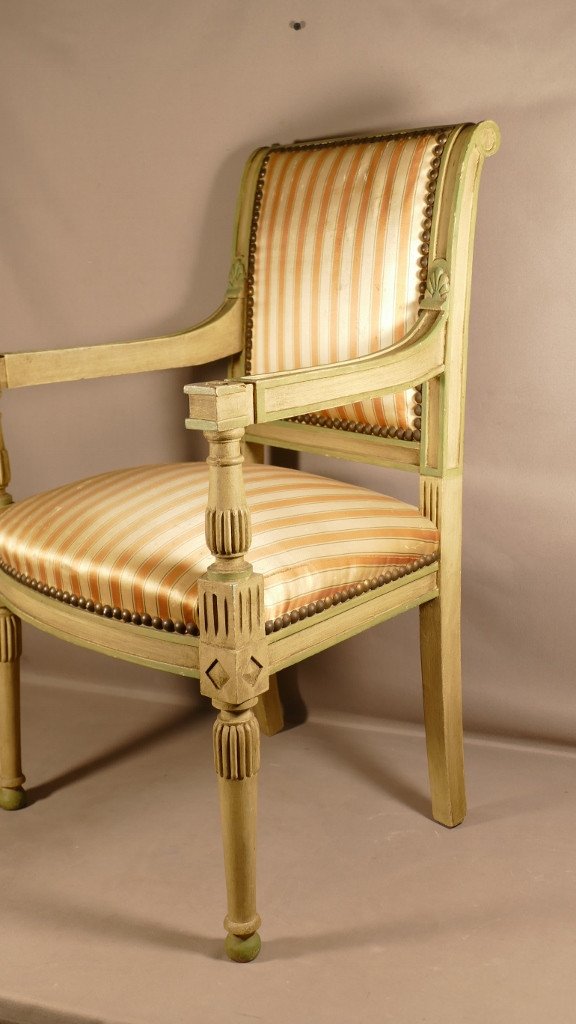 Directoire Style Children's Armchair In Painted Wood, 19th Century-photo-4