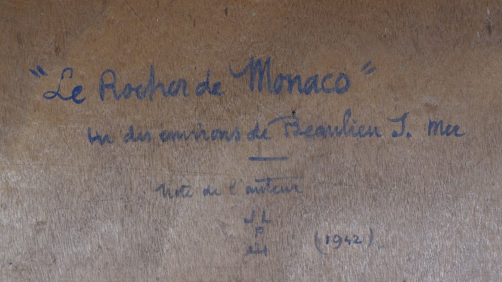 Jean Louis Paguenaud, Le Rocher De Monaco Depuis Beaulieu Sur Mer, Huile Sur Panneau-photo-4
