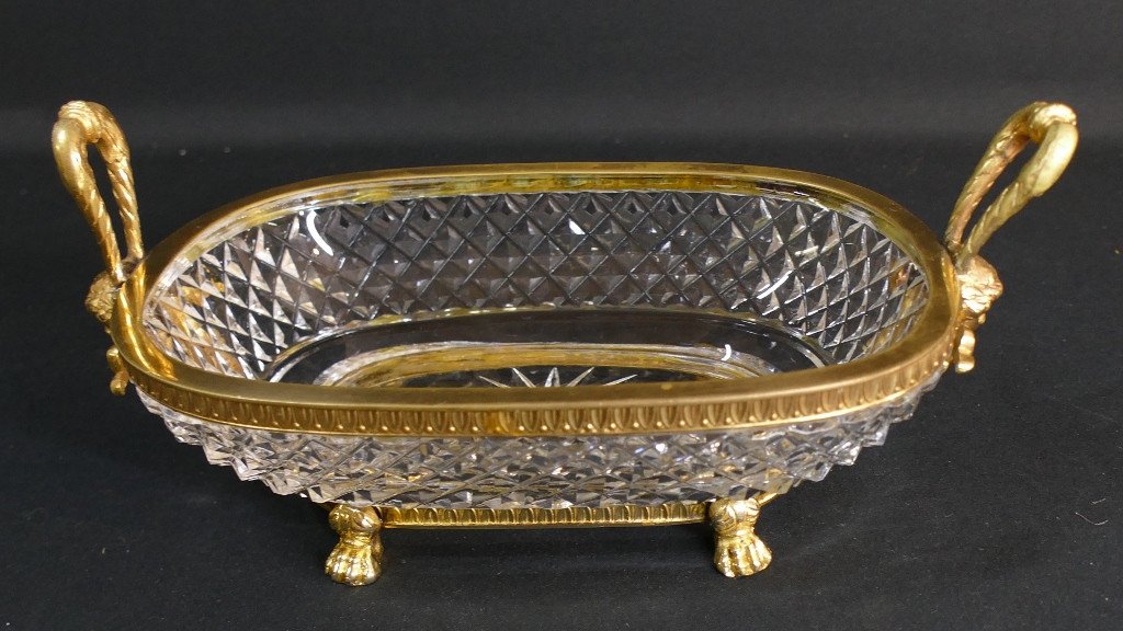 Empire Style Empty Pocket Cup In Crystal Diamond, Bronze And Gold Metal, 1950s Period-photo-2
