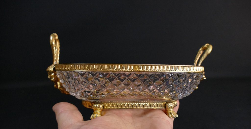 Empire Style Empty Pocket Cup In Crystal Diamond, Bronze And Gold Metal, 1950s Period-photo-1