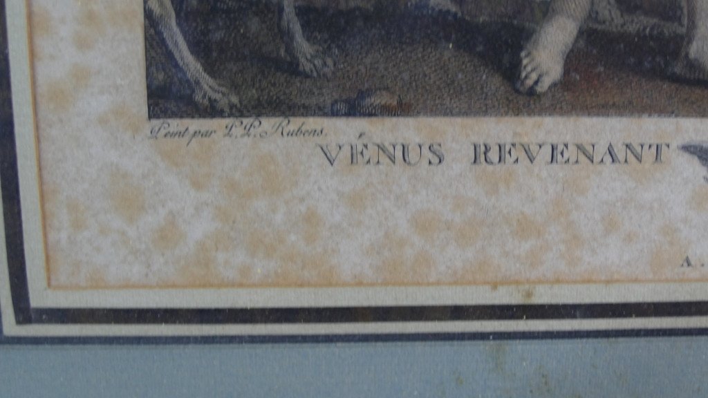 Vénus Revenant De La Chasse, Gravure Colorée XVIII ème Par De Launay d'Après Rubens -photo-5