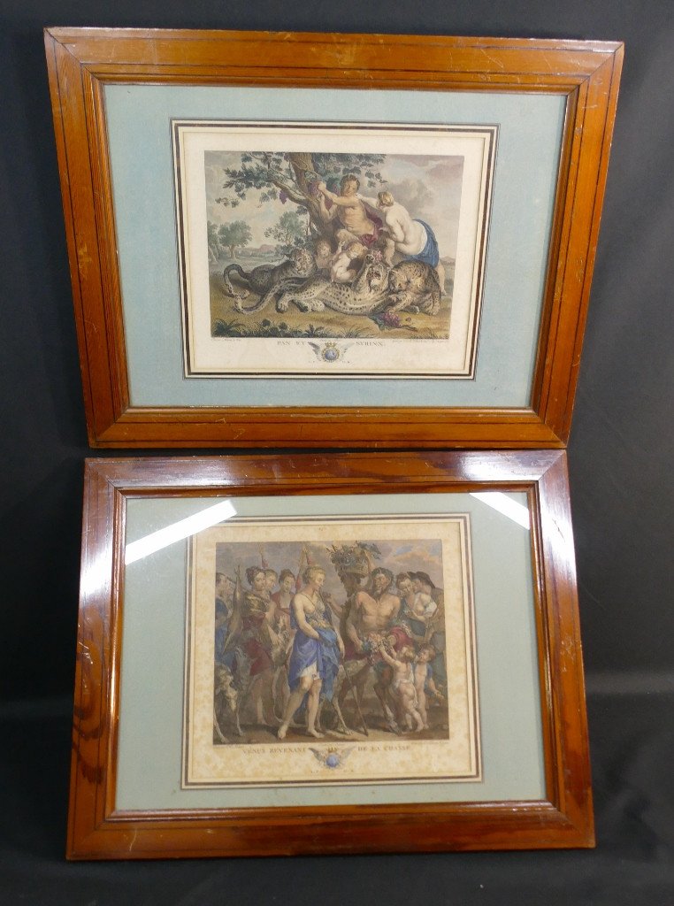 Vénus Revenant De La Chasse, Gravure Colorée XVIII ème Par De Launay d'Après Rubens -photo-8