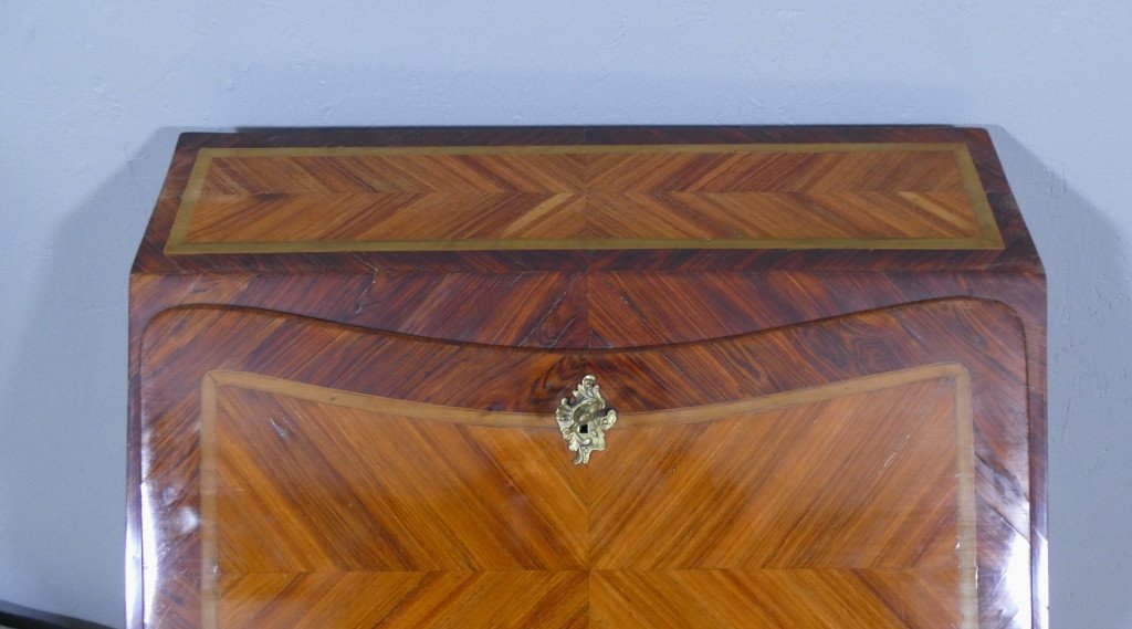 Louis XV Sloping Desk Stamped In Marquetry 18th Century-photo-3