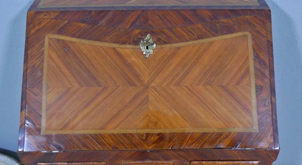 Louis XV Sloping Desk Stamped In Marquetry 18th Century-photo-1