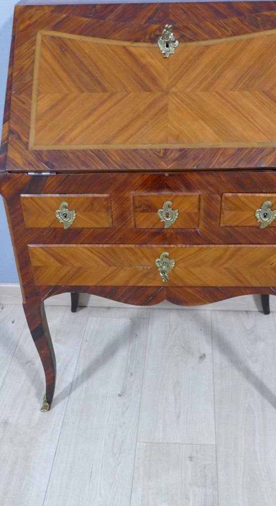 Louis XV Sloping Desk Stamped In Marquetry 18th Century-photo-2