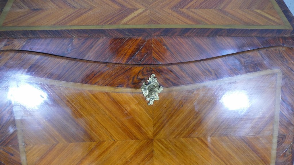 Louis XV Sloping Desk Stamped In Marquetry 18th Century-photo-4