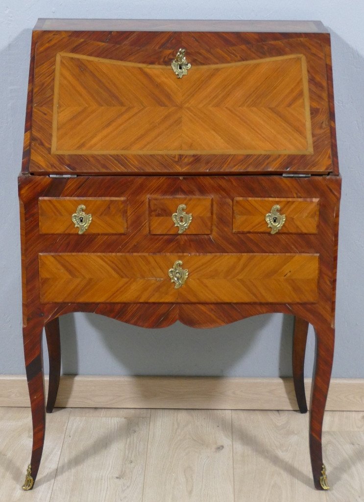 Louis XV Sloping Desk Stamped In Marquetry 18th Century