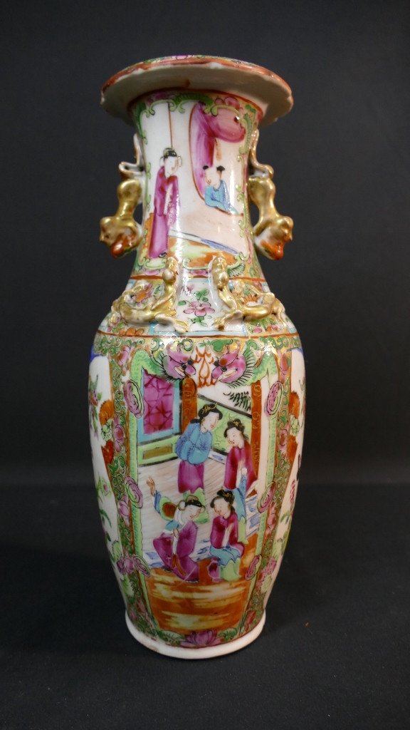 Small Cantonese Chinese Porcelain Vase, Early 20th Century-photo-2