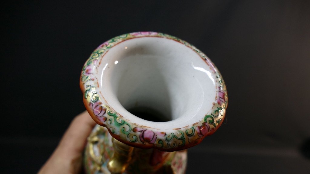 Small Cantonese Chinese Porcelain Vase, Early 20th Century-photo-6