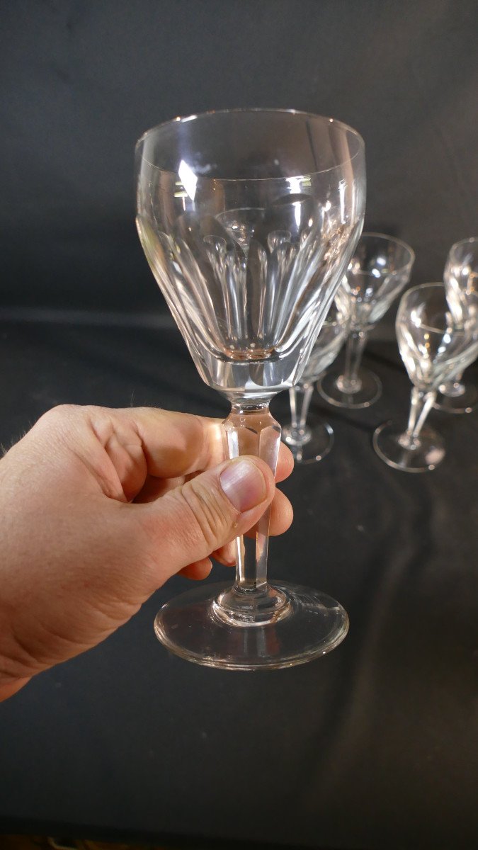 6 Cut Crystal Water Glasses, Early 20th Century-photo-4
