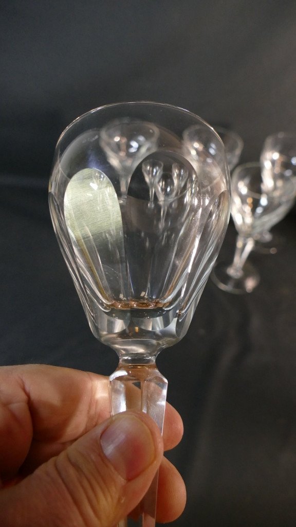 6 Cut Crystal Water Glasses, Early 20th Century-photo-1