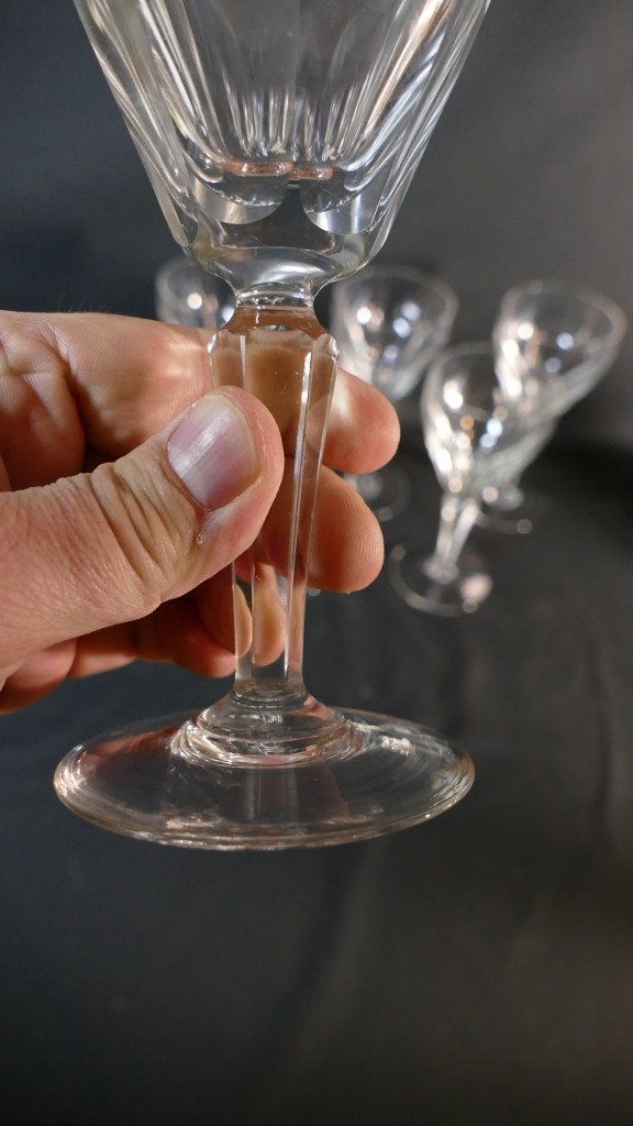 6 Cut Crystal Water Glasses, Early 20th Century-photo-2