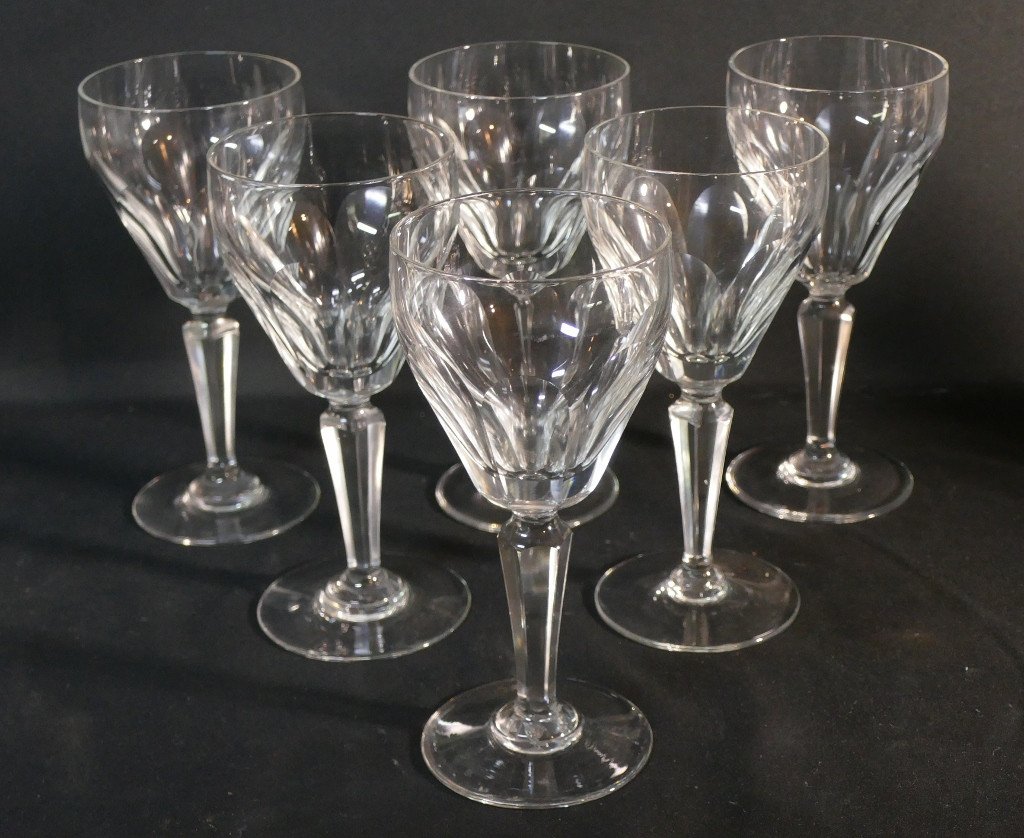 6 Cut Crystal Water Glasses, Early 20th Century
