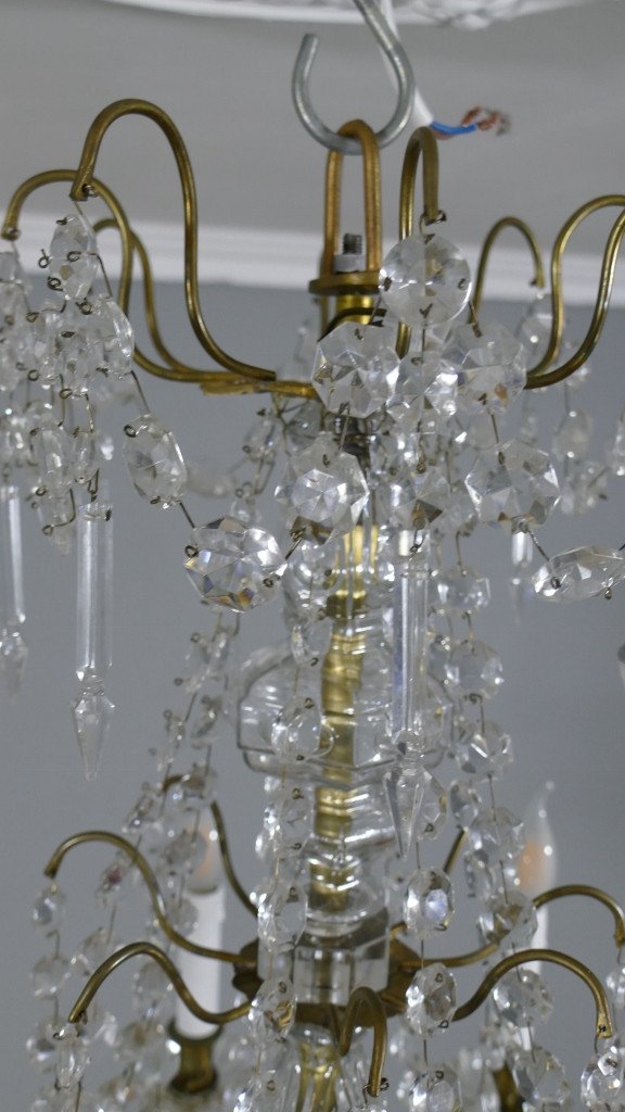 Napoleon III Chandelier With Crystal, Glass And Bronze Tassels, 19th Century Period-photo-5