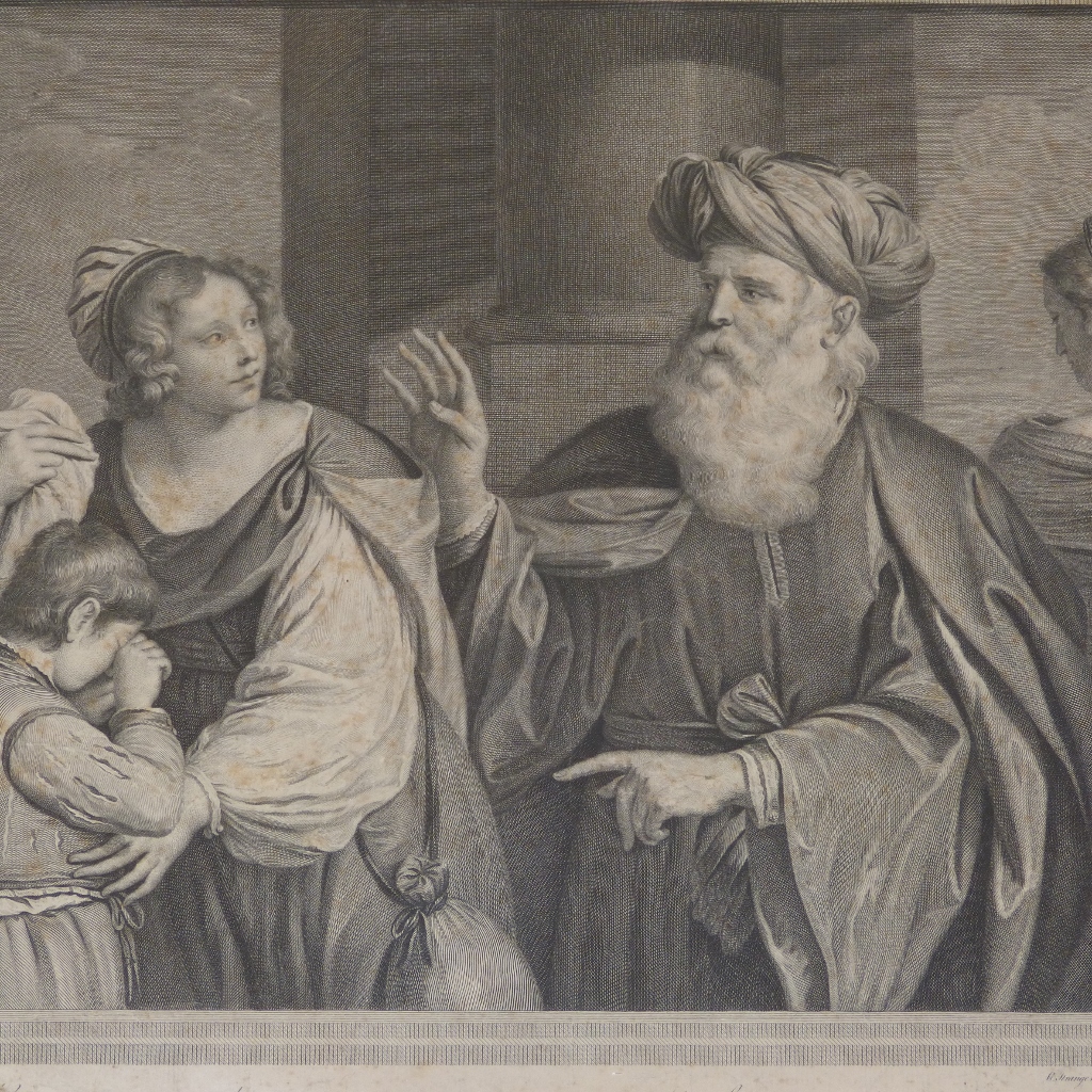 Gravure XVIII ème, Abraham Giving Up The Hand Maid Hagar, Datée 1767-photo-2