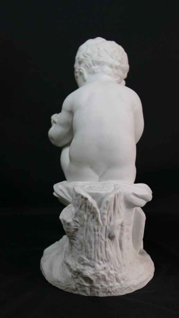 Biscuit Sculpture, Child Writing, Sèvres, After Charles-gabriel Sauvage, 19th Century-photo-4