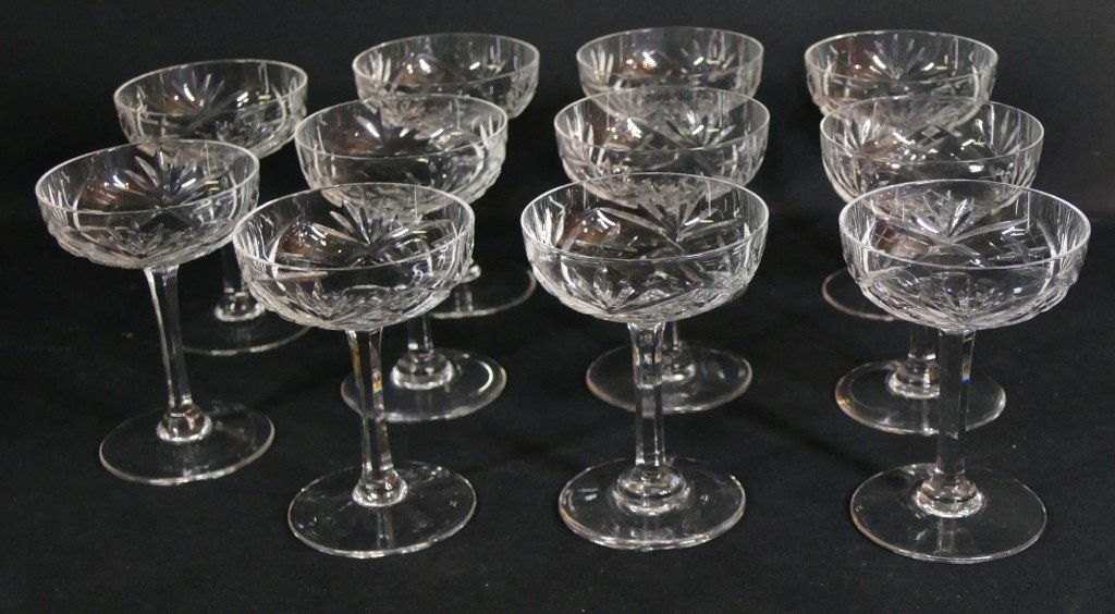 Saint Louis Chantilly Crystal, 11 Cut Crystal Champagne Cups