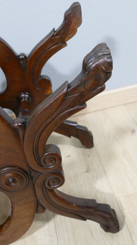 Empire Stool With Swans In Mahogany, Late 19th Century-photo-4