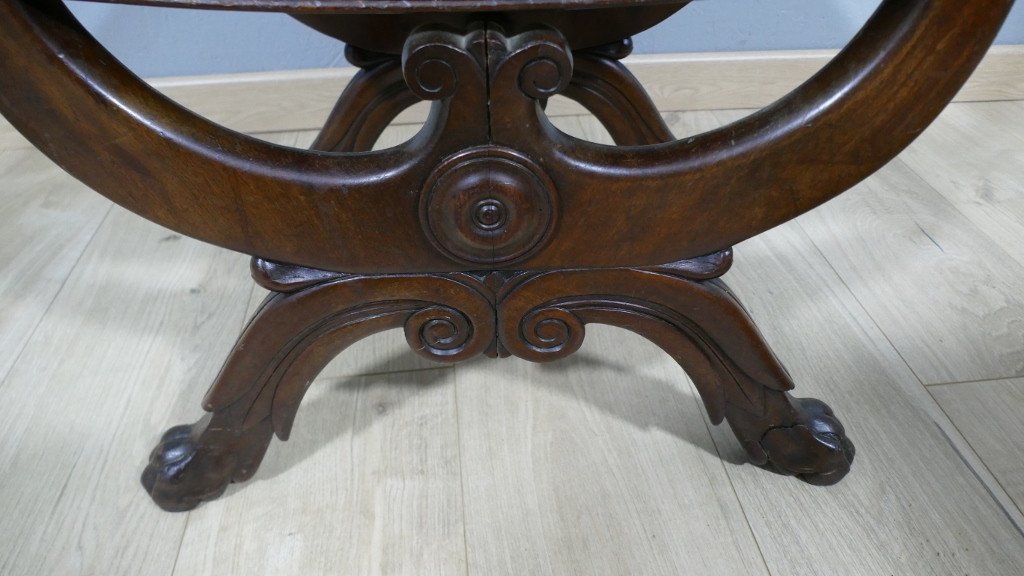 Empire Stool With Swans In Mahogany, Late 19th Century-photo-5