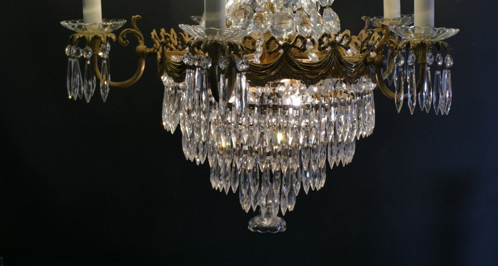 Louis XVI Style Chandelier Shape Waterfall Hot Air Balloon Basket, Early 20th Century-photo-2