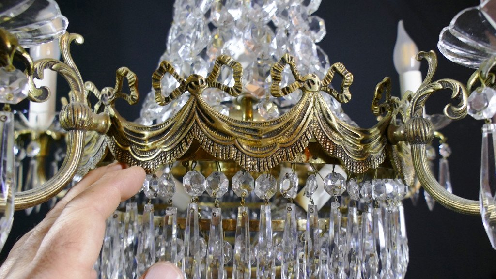 Louis XVI Style Chandelier Shape Waterfall Hot Air Balloon Basket, Early 20th Century-photo-4