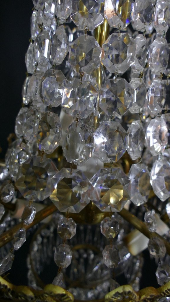 Lustre De Style Louis XVI Forme Cascade Montgolfière Corbeille, époque Début XX ème-photo-8