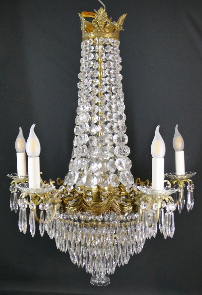 Louis XVI Style Chandelier Shape Waterfall Hot Air Balloon Basket, Early 20th Century