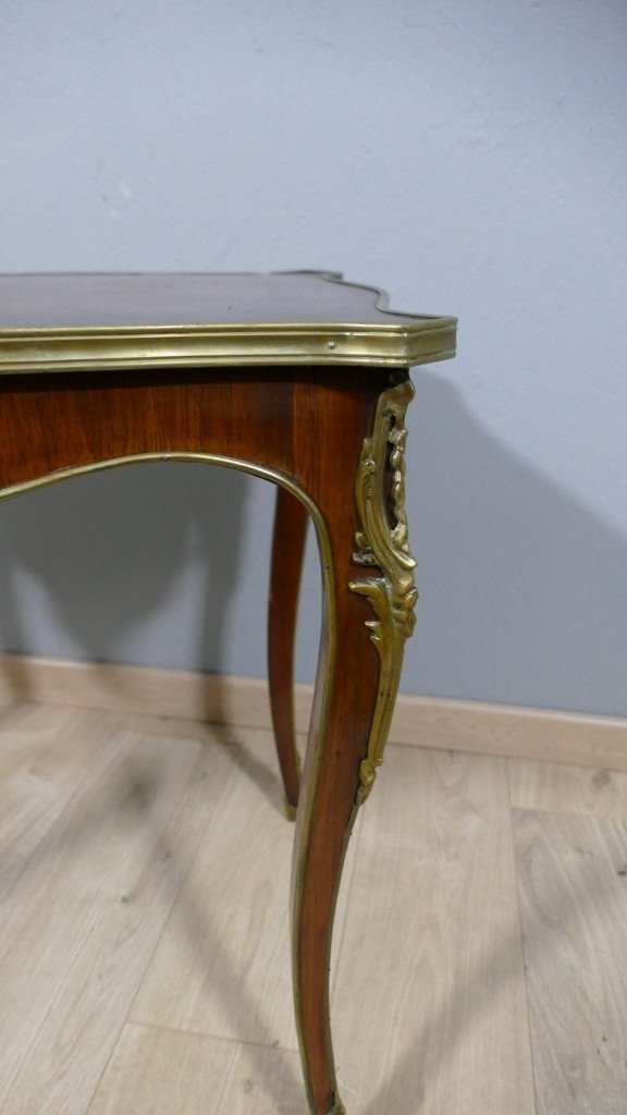 Louis XV Style Flying Living Room Table In Rosewood Curling And Rosewood, Late 19th Century-photo-1