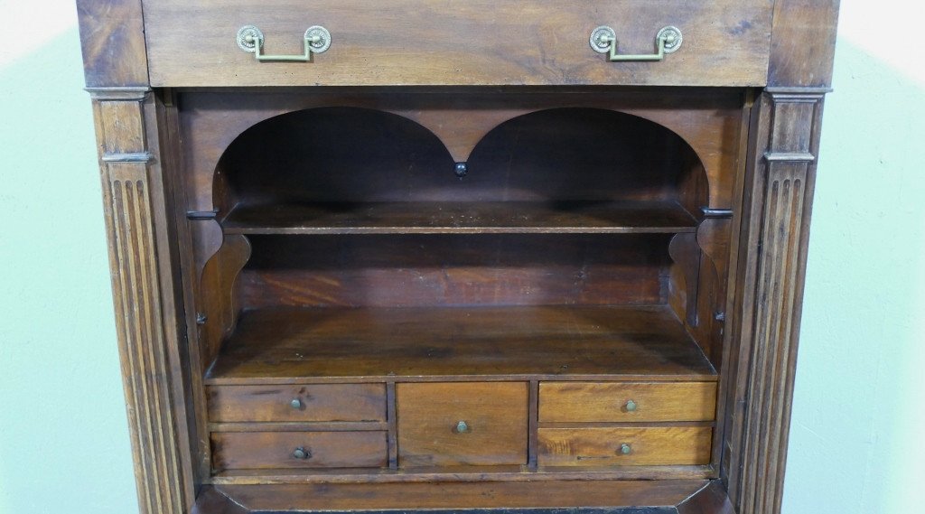 Right Secretary With Flap In Walnut Louis XVI Period Late 18th Century-photo-3