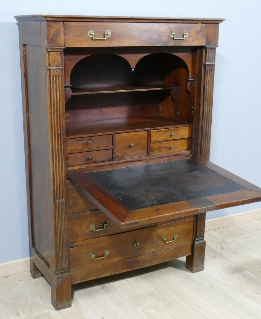 Right Secretary With Flap In Walnut Louis XVI Period Late 18th Century