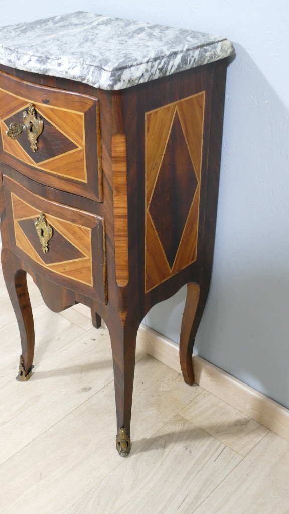 Petite Commode d'Entre Deux Ou De Salon époque Louis XV Palissandre Et Bois De Rose, XVIII ème-photo-4