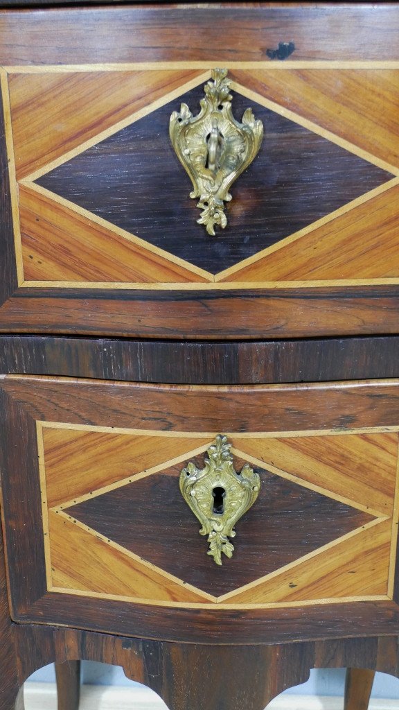 Petite Commode d'Entre Deux Ou De Salon époque Louis XV Palissandre Et Bois De Rose, XVIII ème-photo-1