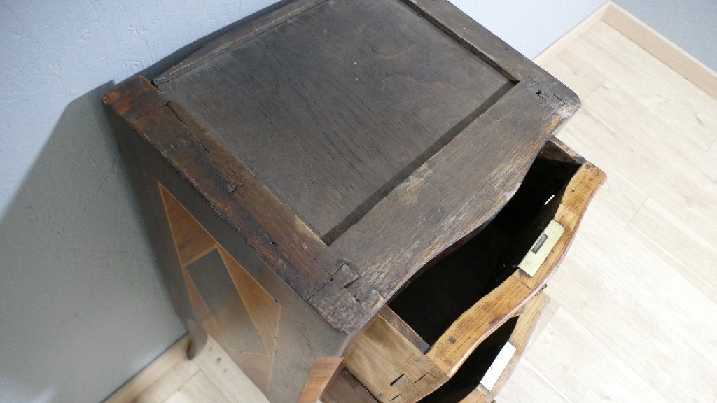 Petite Commode d'Entre Deux Ou De Salon époque Louis XV Palissandre Et Bois De Rose, XVIII ème-photo-5