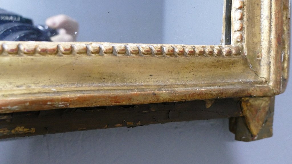 Petit Miroir De Mariage Louis XVI En Bois Sculpté Doré, Décor A La  Salembier, XVIII ème-photo-6