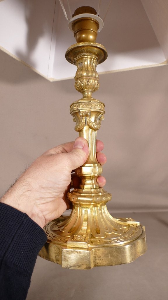 Louis XVI Style Lamp In Gilt Bronze, 19th Century Period-photo-3