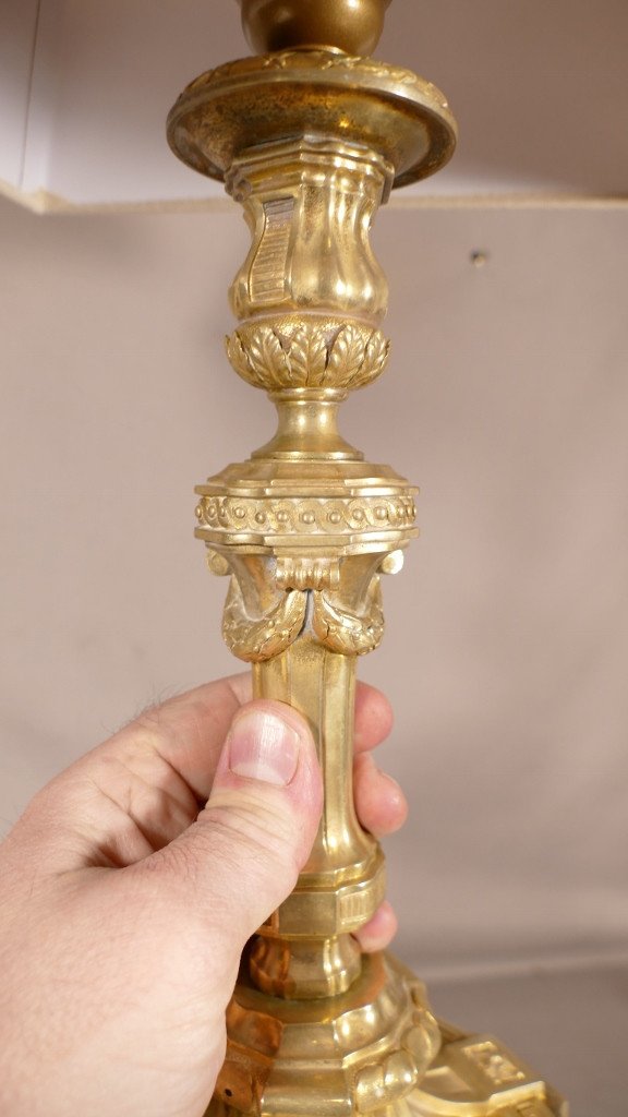 Louis XVI Style Lamp In Gilt Bronze, 19th Century Period-photo-4