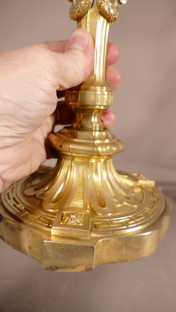 Louis XVI Style Lamp In Gilt Bronze, 19th Century Period-photo-1