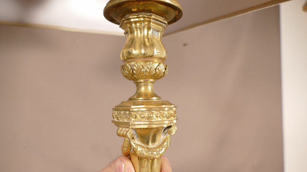 Louis XVI Style Lamp In Gilt Bronze, 19th Century Period-photo-4