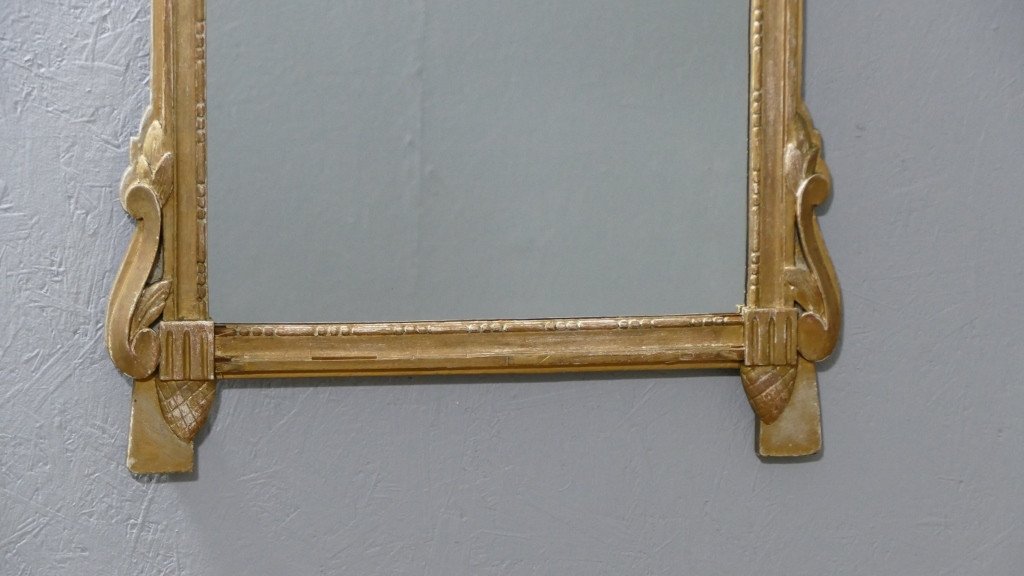 Louis XVI Style Mirror In Carved Wood With Golden Patina, Early 20th Century Period-photo-4