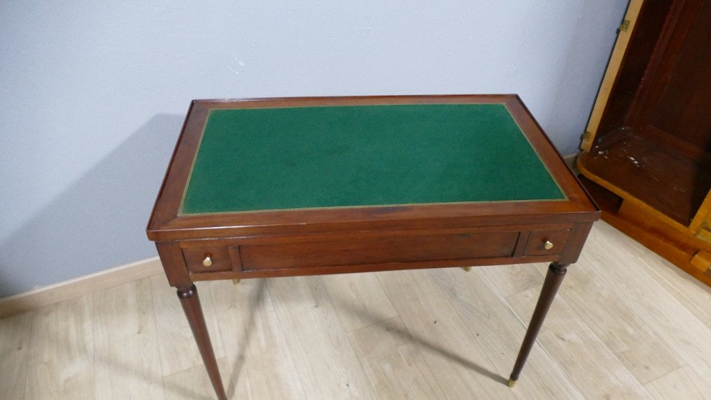 Tric Trac Table Making Louis XVI Style Desk In Mahogany, 19th Century Period-photo-5