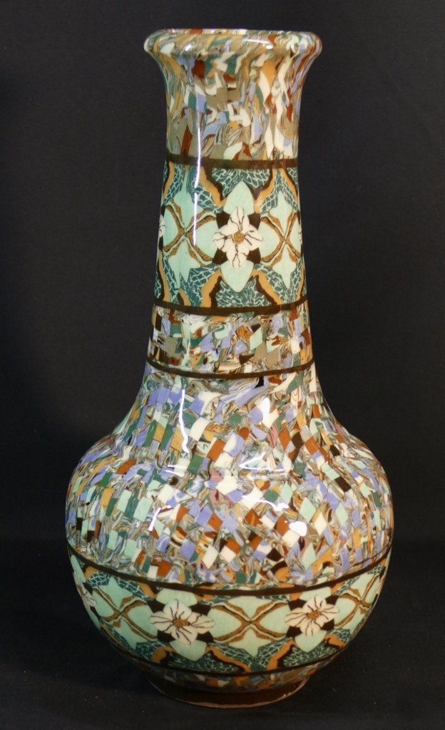 Jean Gerbino Vallauris, Grand Vase En Terre Mosaiquée, époque Début XX ème