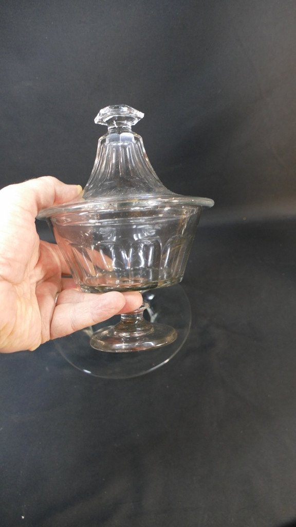 Flat Rib Cut Crystal Bezel And Its Frame, Baccarat? 19th Century Period-photo-4