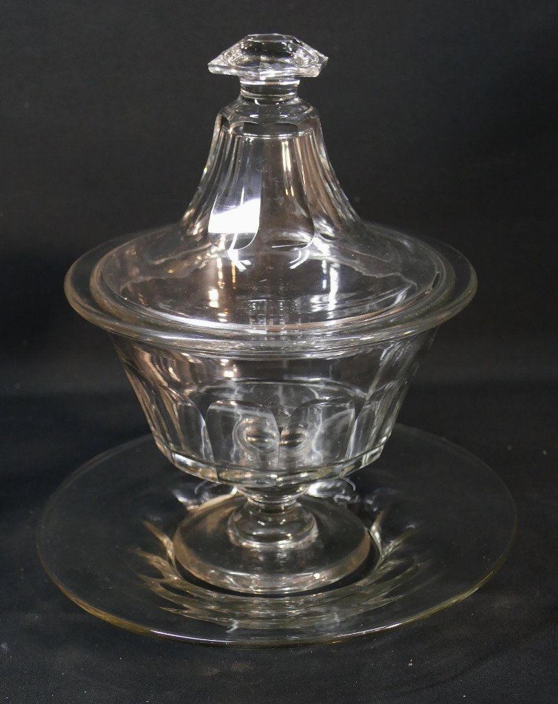 Flat Rib Cut Crystal Bezel And Its Frame, Baccarat? 19th Century Period