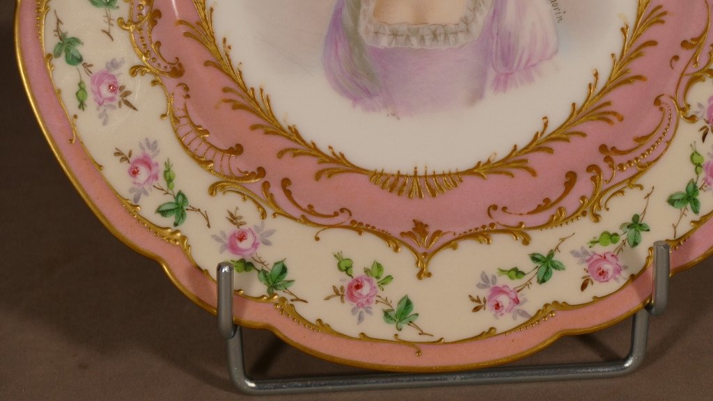 Mme De Montesson, Hand Painted Plate In The Taste Of Sèvres, Samson, 19th Century-photo-3