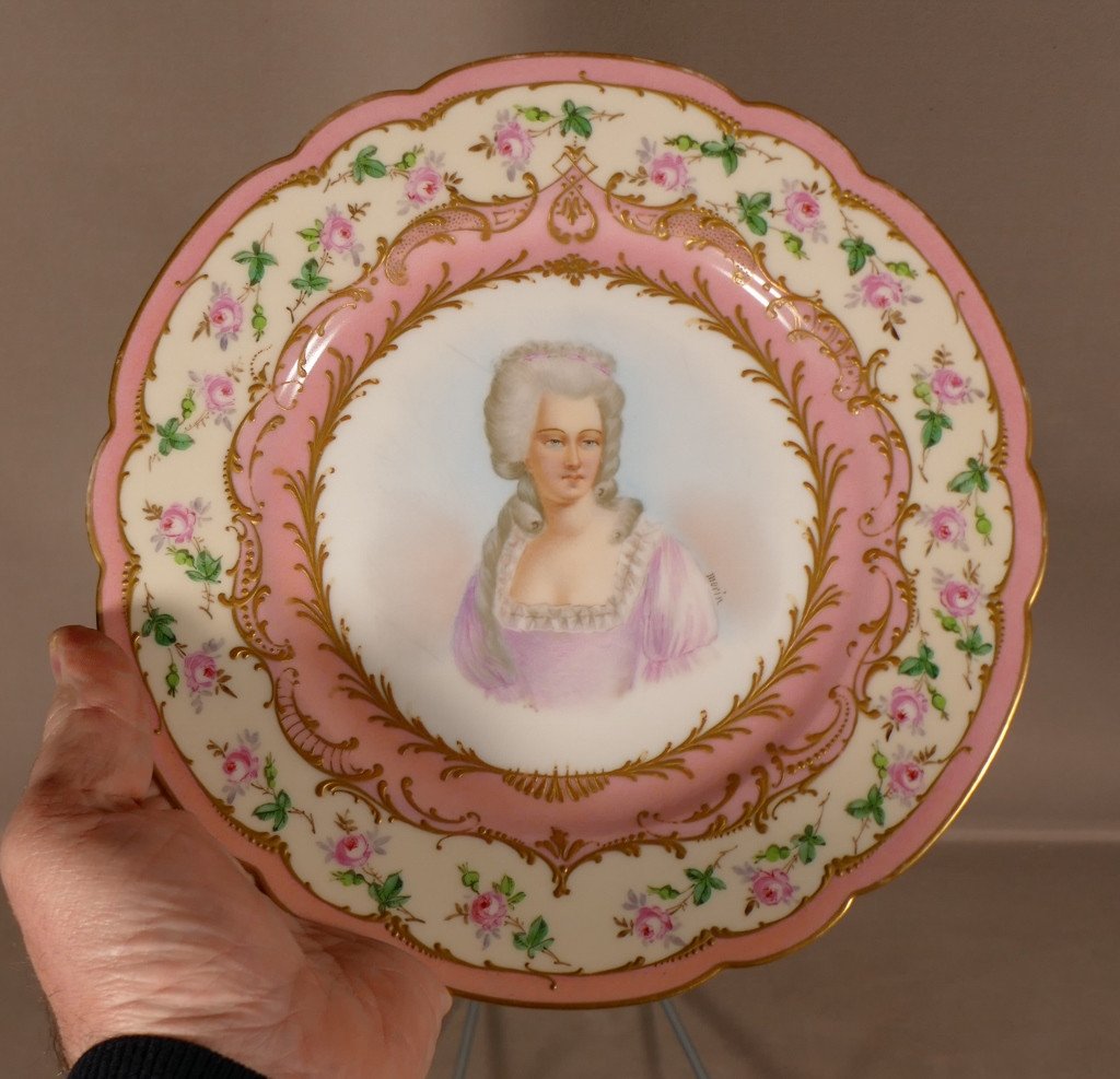 Mme De Montesson, Hand Painted Plate In The Taste Of Sèvres, Samson, 19th Century-photo-1